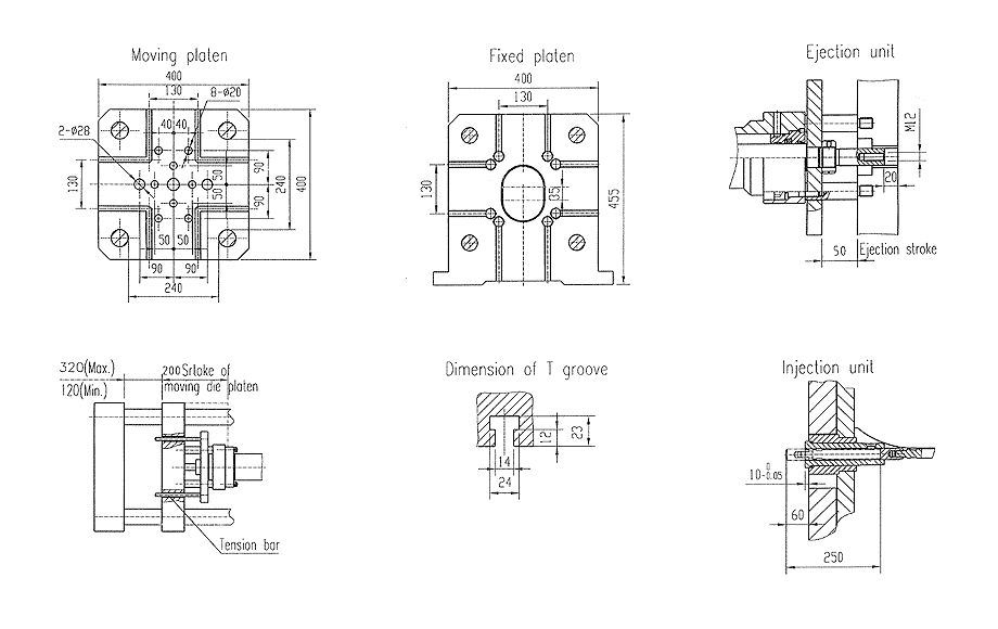 mold plate size of 25tons/250kN Cold Chamber Die Casting Machine