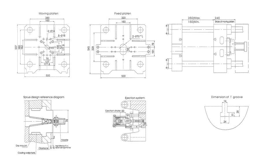 mold plate size of 66tons/660kN Hot Chamber Die Casting Machine